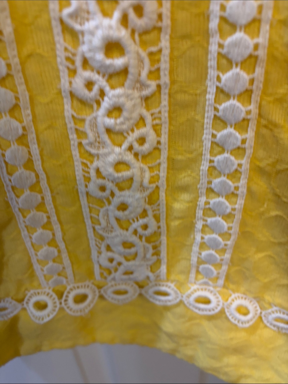 Banana Republic Yellow Sleeveless Dress with White Lace Trim - Picture 7 of 10